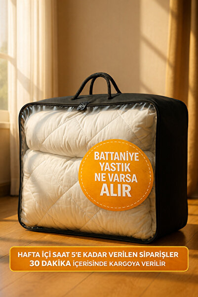 HİG HOME Geniş Hacimli Hurç 42x53x20 – Yorgan, Battaniye, Kıyafet Saklama Çan...