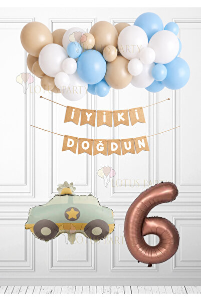 LOTUS PARTY Ρετρό Σετ Αυτοκινήτων Αστυνομίας Kraft Λευκό Κείμενο Χρόνια Πολλά...