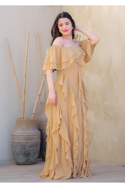 Opera Fashion Elegant off-shoulder chiffon dress