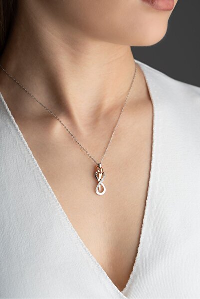 Silvano Jewelry 925 Ayar Gümüş Işıklı Kutuda Sarılan Çift Kolye