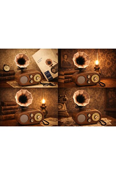 BLOMSTER Everton Rt-746 Gramafon Görünümlü Nostajık Bluetooth Usb Radyo Müzik...