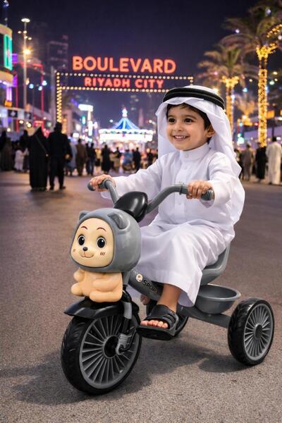 dehkah دراجة لعبة ثلاثية العجلات للأطفال مزودة بشخصية كرتونية لطيفة، ومقعد مر...