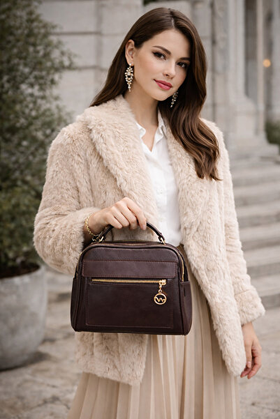 VELVET RUSH Kadın El ve Omuz Çantası Çok Bölmeli Şık Deri