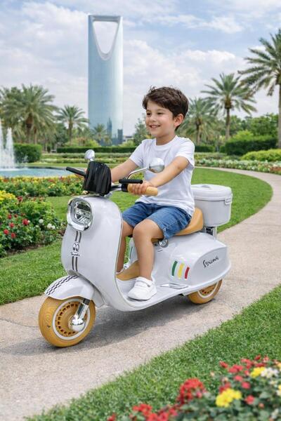 dehkah 6V three-wheel toy motorcycle for children, with LED lights and music ...