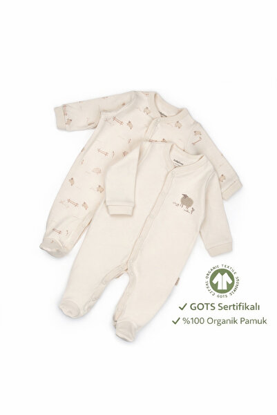 BabyCosy Organic Wear 2’li Organik Pamuk Patikli Tulum Seti | Yenidoğan & Beb...