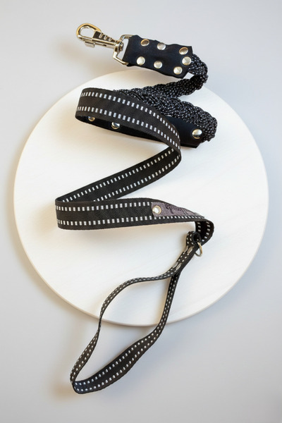 balkonda Dog Walking Leash Collar 2.5 cm Width Striped Column Cord Black