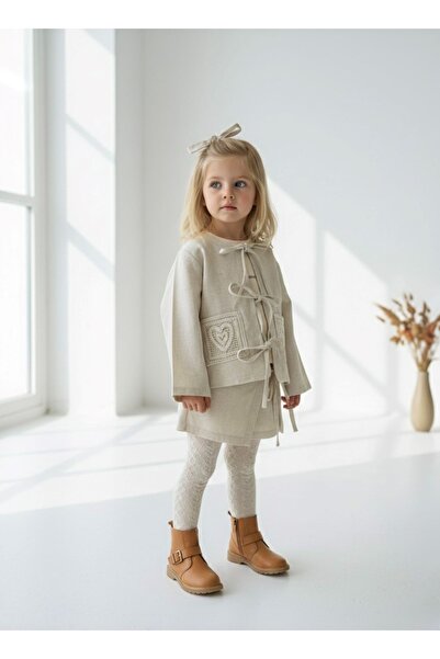 Minigimin Cicileri Set de 3 piese pentru fetiță, stil natural, cu buzunare tr...