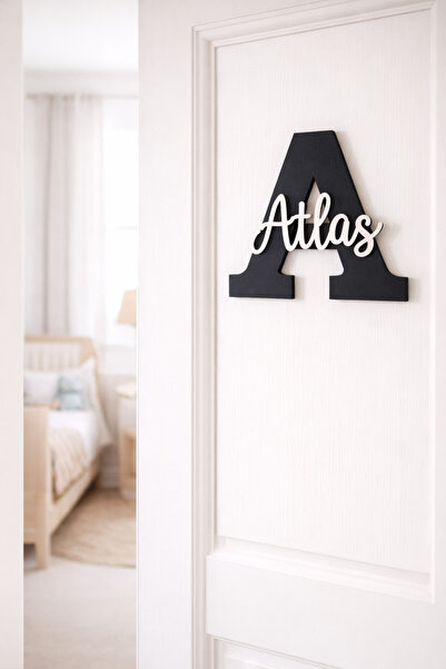 ARSERGROUP Bebek Ve Çocuk Odası Ahşap Harf Kapı Süsü Isimlik Bebek Kapı Süsü