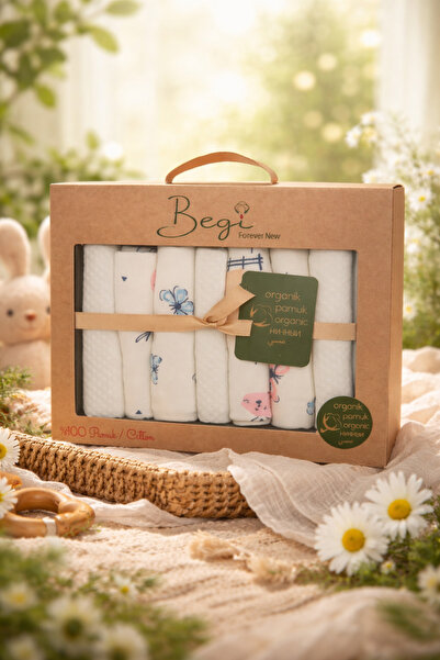 baby socks 7'li Organik Pamuk 23x23 Cm Bebek Mendil Çantası (3)