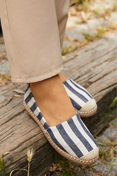 Crash Kadın Günlük 2410 Kot Mavi Çizgili Rahat Espadril