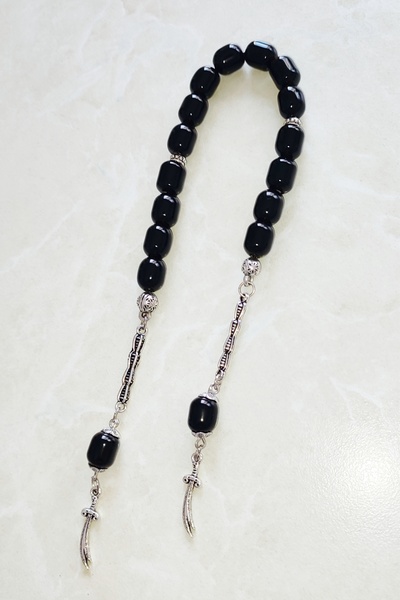 ŞAHBEY TESBİH سبحة زازا من العنبر الناري / حبة هابي محفورة / شرابة معدنية زول...