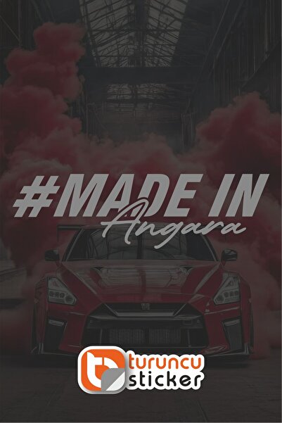Turuncu Sticker ملصق MADEN IN Angara مقاس 20x5.8 سم - ملصق للسيارة - المحرك -...