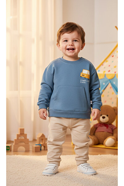 Minim Bus Printed Combed Cotton 2-Piece Baby Set - Daily - Holiday - Special Day