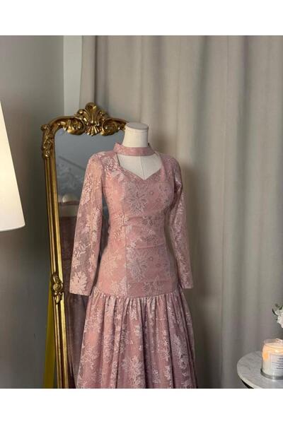 vanus fashion 5598 - فستان وردي طويل فاخر