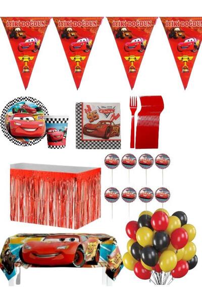 CAVAŞ sun hat Cars Arabalar Şimşek Mcqueen Lüks Hazır Doğum Günü Parti Malzem...