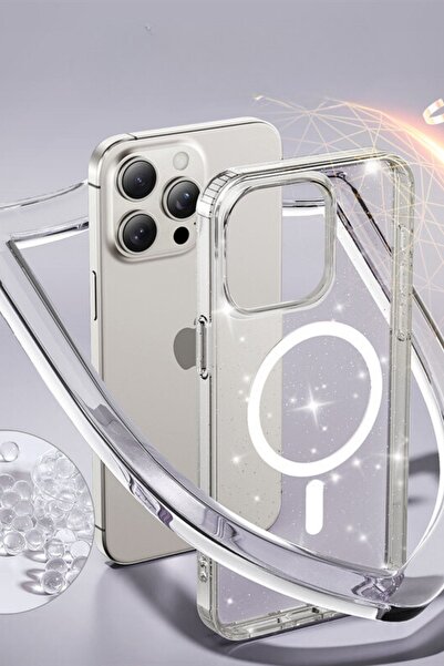 Hatreds iPhone 16 Pro Uyumlu Kılıf Parıldayan Simli Tasarımlı Sararmaz Magsaf...