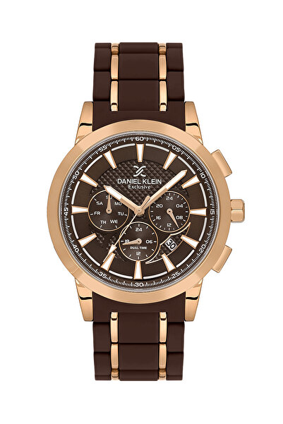 Daniel Klein Exclusive Dark Brown and Rose Gold Stainless Steel and Silicone ...