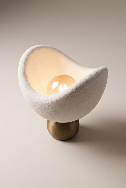 Sellor Luna Tasarım Masa Lambası Altın Detaylı Abajur Loş Amber Işık, Rustik ...