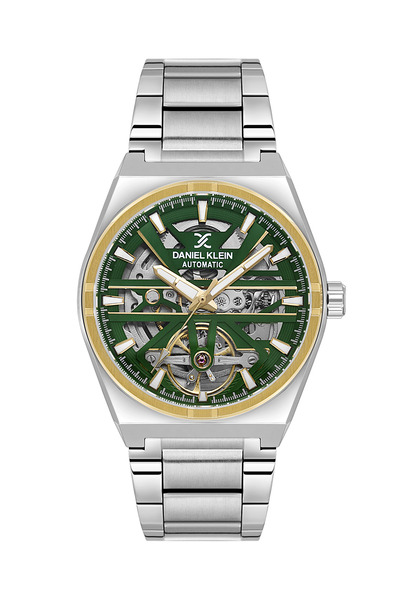 Daniel Klein ساعة رجالية من الفولاذ المقاوم للصدأ الفضي بتصميم هيكلي DK.1.142...