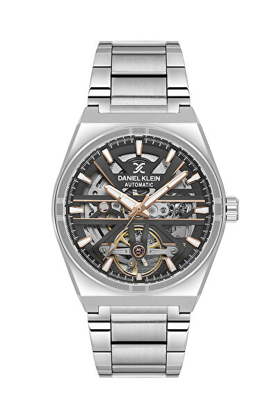 Daniel Klein ساعة رجالية من الفولاذ المقاوم للصدأ الفضي بتصميم هيكلي DK.1.142...