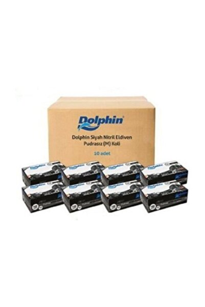 Dolphin Pudrasız Nitril Siyah M Beden 10 Paket 1000 Adet