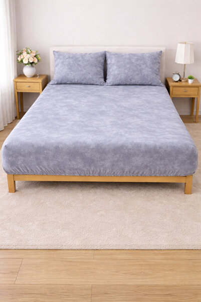 Zarif Home Bed Sheet Set Cloudy Pattern Ranfors Fited - (Black)