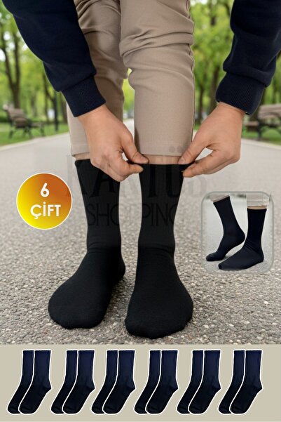 YASYAS 6 Çift Unisex Tenis Kolej Pamuklu Uzun Spor Çorap