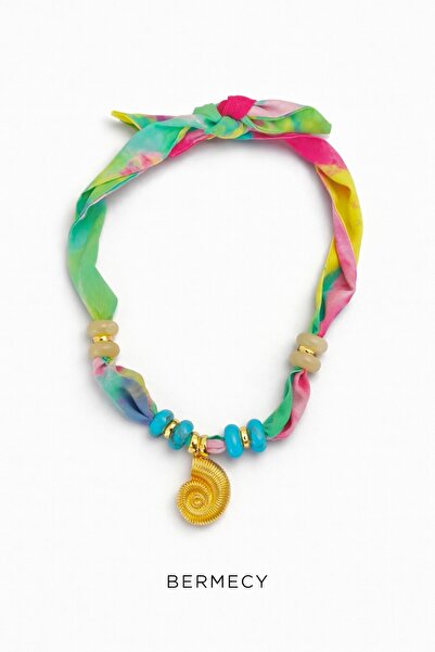 Bermecy سليا |   قلادة على شكل وشاح قابلة للتعديل، موديل قلادة حلزونية ذات أط...