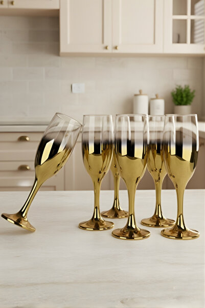 rova tr Lüks Kesim 6 Kişilik Flüt Kadeh Seti - 6 Parça