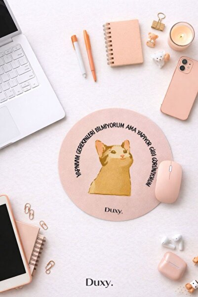 Duxy Espirili Kauçuk Mouse Pad, 19 cm, Kaymaz Taban, Ev Ofis Oyun için Rahat ...