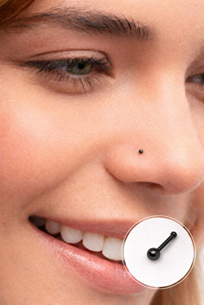 Sacce Scarves&Accessories Siyah Renk 1.5 mm Çelik Top Hızma Burun Piercingi