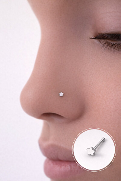 Sacce Scarves&Accessories 316 L Çelik Mini Yıldız Hızma Burun Piercingi Gümüş...