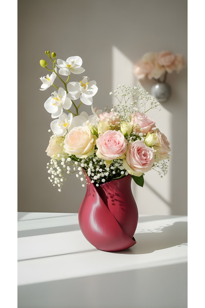 END Design Gül Formlu Dekoratif Vazo | 3D PLA Doğa Dostu Tasarım | 17cm