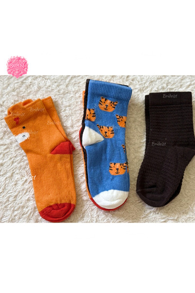 BRIDEIST WEDDING CO Children's Patterned 3-Piece Cotton Socks Set |   Breatha...