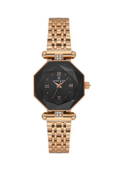 Daniel Klein ساعة نسائية فاخرة من الفولاذ المقاوم للصدأ بلون الذهب الوردي DK....