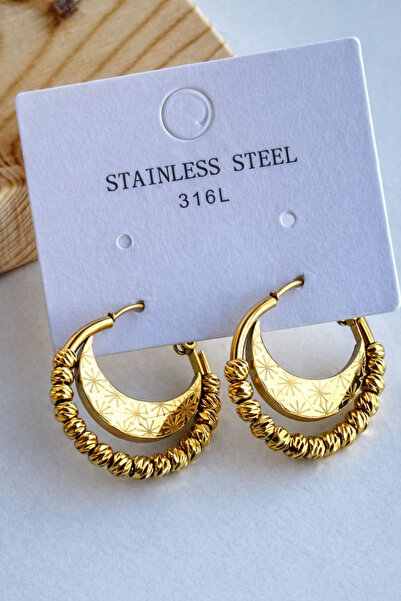 Leo'Stone Özel Seri Stellar Moon Halka Tasarım Dorika Top Detaylı Kadın Çelik...