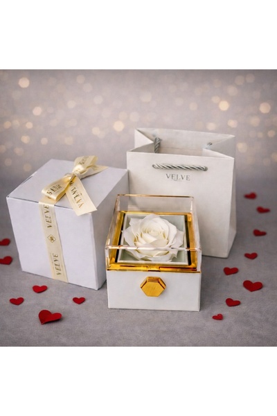 velve Елегантна въртяща се кутия за най-добри пожелания, със сапунена роза и ...
