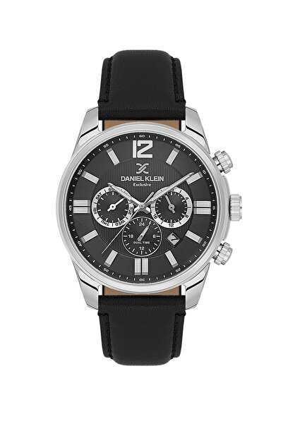 Daniel Klein Exclusive Black Leather Watch for Men DK.6.14231-2