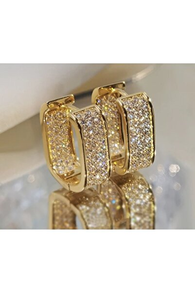 reyselstyle Zirkon Taşlı Altın Kaplama Çelik Küpe(KARARMA YAPMAZ)