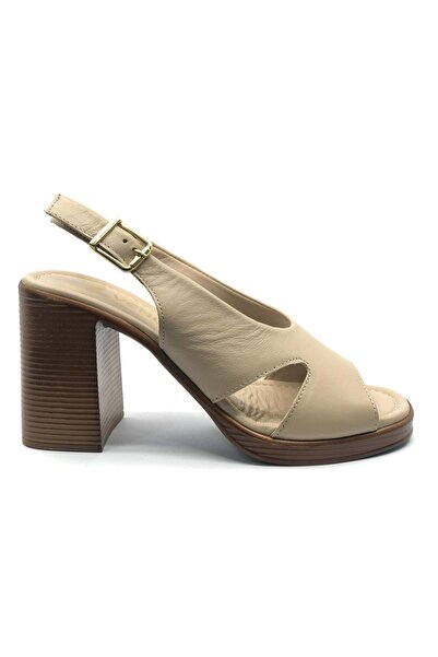 Venüs Gofi Genuine Leather Comfort Orthopedic Women's Sandals Beige