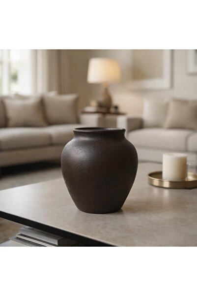 Yalda atelier مزهرية زخرفية صغيرة مصنوعة يدويًا من الطين الطبيعي بملمس مطفي ب...