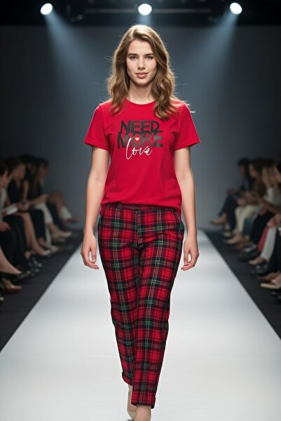 Aydoğan AYDOGAN 240052   SET DE Pijamale cu mânecă scurtă, cu gât de biciclet...