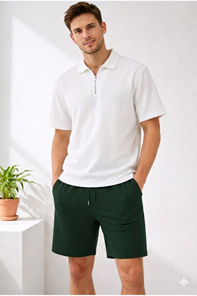 Boi طقم تي شيرت قصير للرجال من New Season Polo Neck قصة فضفاضة بسحاب نصفي من ...