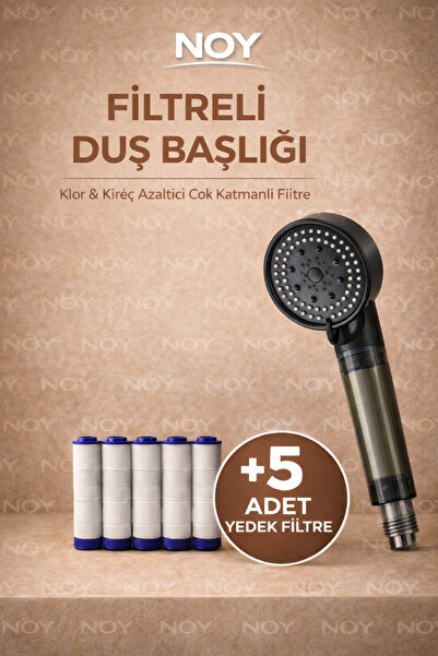 NOY Filtreli Duş Başlığı 5 Yedek Filtre | Su Arıtmalı, Klor Ve Kireç Önleyici...