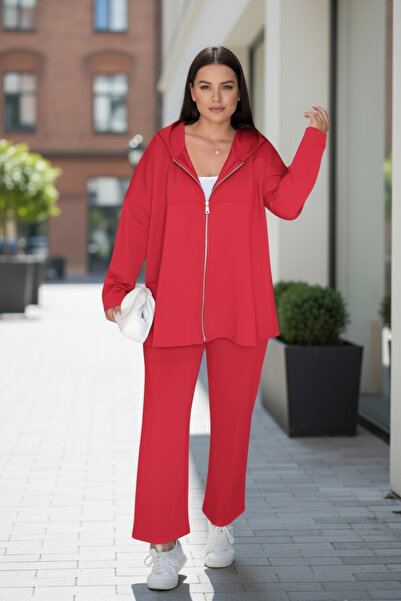 Bibedenstil Kadın Büyük Beden Tesettür Oversize Fermuarlı Kadın Eşofman Takımı