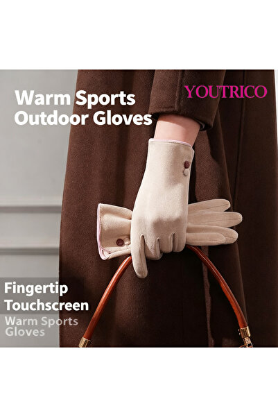 Youtrico قفازات تنحيف اليدين، قفازات نسائية دافئة من الصوف والجلد المدبوغ - م...