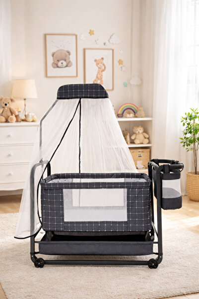 Bebelovv Anne Yanı Sallanabilir Bebek Beşiği Portatif Hamak Sepet Beşik Safir