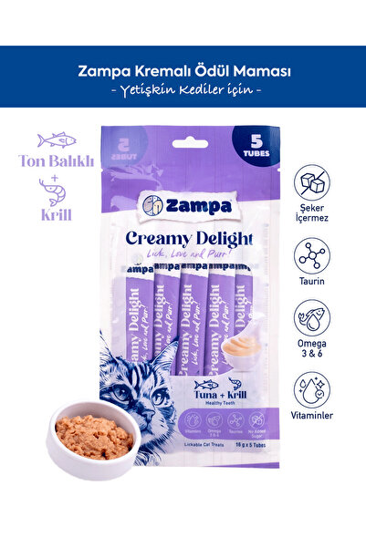 Zampa Creamy Delight Ton Balıklı & Krill Kedi Krema Ödül Maması - 16g x 5