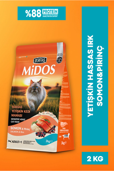 PERİTAS Midos Somon ve Pirinçli Yetişkin Kedi Maması Sensitive 2kg