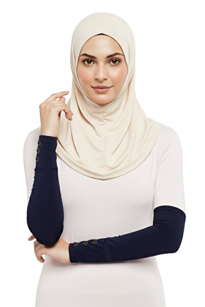 Altobeh Düğmeli Pratik Tesettür Kolluk Penye Namaz Kolluğu - Lacivert